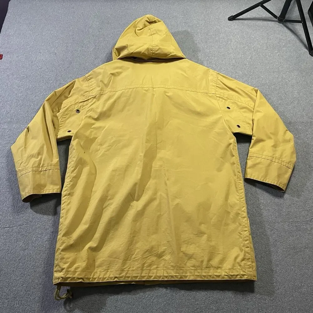 Vtg Eddie Bauer Field Jacket Mens Small Yellow Cotton Toggle Hooded Parka 90s